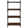 vidaXL Bookcase Brown Oak Engineered Wood, Metal Medium Adjustable Feet
