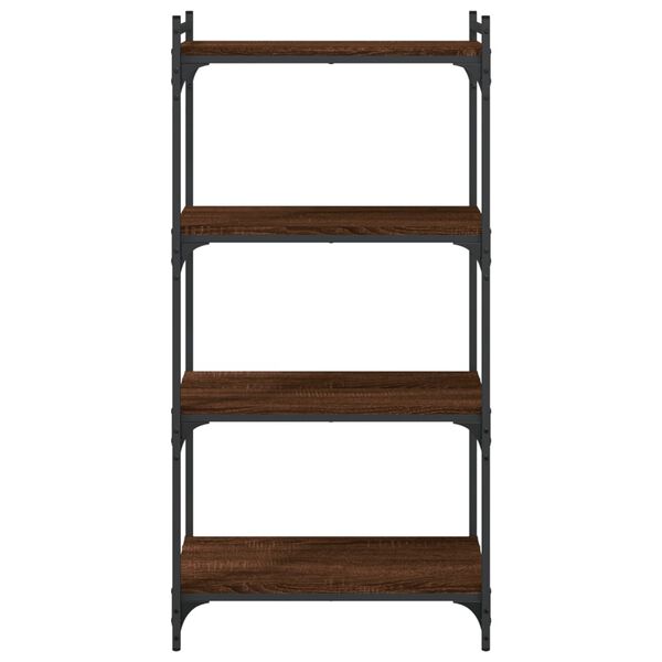 vidaXL Bookcase Brown Oak Engineered Wood, Metal Medium Adjustable Feet
