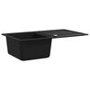 vidaXL Granite Kitchen Sink Single Basin with Drainer Reversible Black
