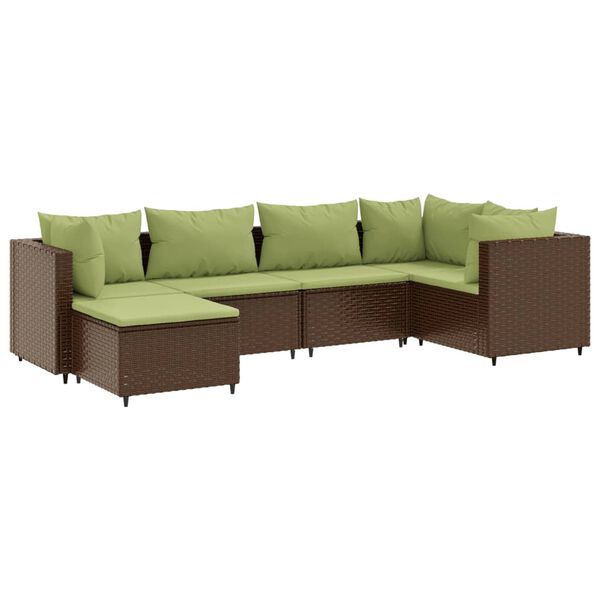 vidaXL Patio Lounge Set Brown, Green PE Rattan, Powder-Coated Steel