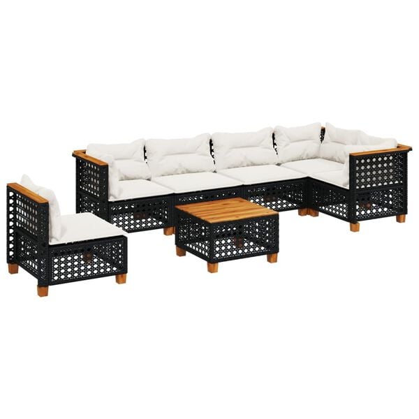 vidaXL Garden Sofa Set Black and Cream White