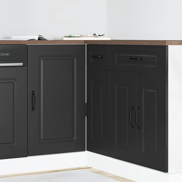 vidaXL Kitchen Base Cabinet Black Engineered wood Large Adjustable Feet