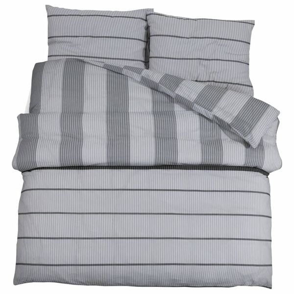 vidaXL Duvet Cover Set Set of 2 Grey 100% Cotton 102.4 x 94.5 in