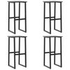 vidaXL Bar Stool Set of 4 Black Powder-coated steel Medium Footrest
