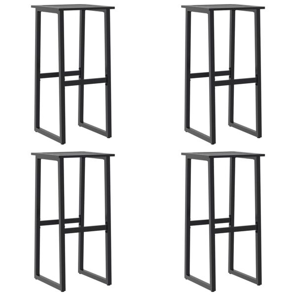 vidaXL Bar Stool Set of 4 Black Powder-coated steel Medium Footrest