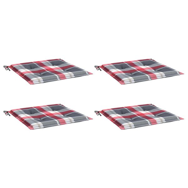 vidaXL Patio Chair Cushions 4 pcs Red Check Pattern 19.7x19.7x1.2" Oxford Fabric