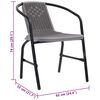 vidaXL Garden Chair Set of 2 Black Plastic Rattan, Steel Standard