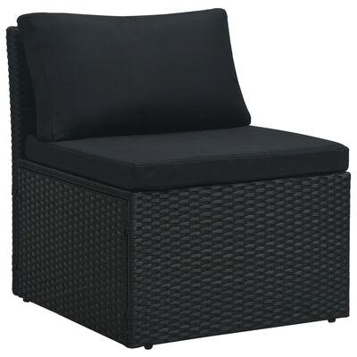 vidaXL 4 Piece Garden Lounge Set with Cushions Poly Rattan Black