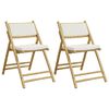 vidaXL Bistro Chair Set of 2 Cream white Bamboo Standard Foldable