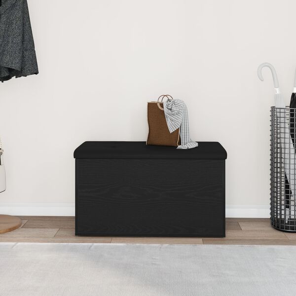 vidaXL Storage Bench Black Oak 82 x 42 x 45 cm Engineered Wood