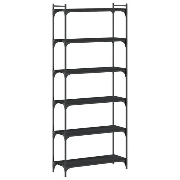 vidaXL Bookcase Black Engineered wood, metal Medium Bookcase