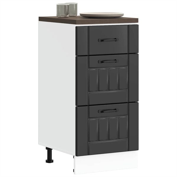 vidaXL Kitchen Base Cabinet Black Engineered Wood Medium Adjustable Feet