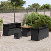 vidaXL Garden Sofa Set with Cushion 9 pcs Black Poly Rattan