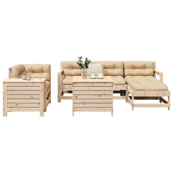 vidaXL Garden Sofa Set Natural Wood Solid Pine Wood Large Modular