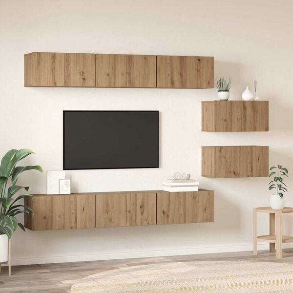 vidaXL TV Cabinet Set Wall-mounted Artisan Oak Engineered Wood