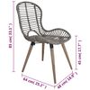 vidaXL Dining Chair Set of 2 Brown Natural rattan and wood Standard