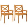 vidaXL Dining Chair Set of 2 Brown Solid Acacia Wood with an Oil Finish