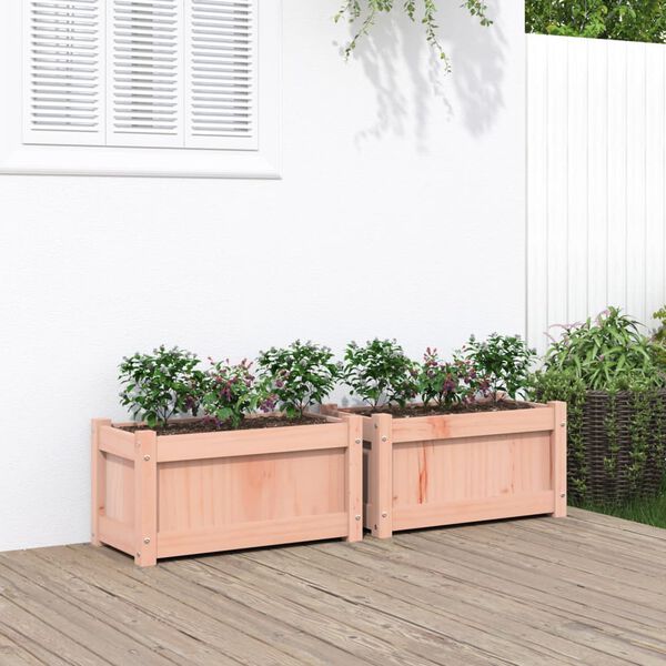 vidaXL Garden Planter Set of 2 Natural wood Solid douglas wood