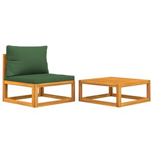 vidaXL Garden Sofa Set Acacia wood and Green Solid Acacia wood, Polyester