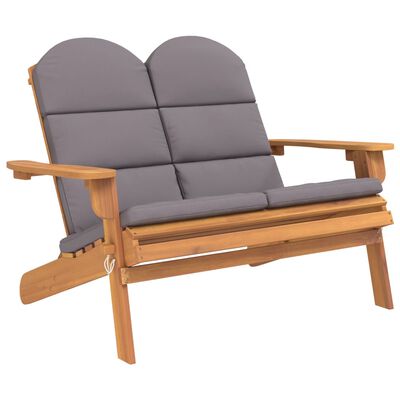 vidaXL Adirondack Patio Bench with Cushions 49.6" Solid Wood Acacia