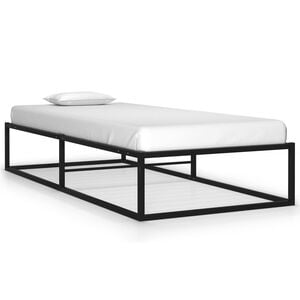 vidaXL Bed Frame Black Powder-coated metal Single Durable Bed Frame