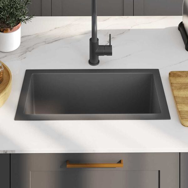 vidaXL Handmade Kitchen Sink Black Stainless Steel