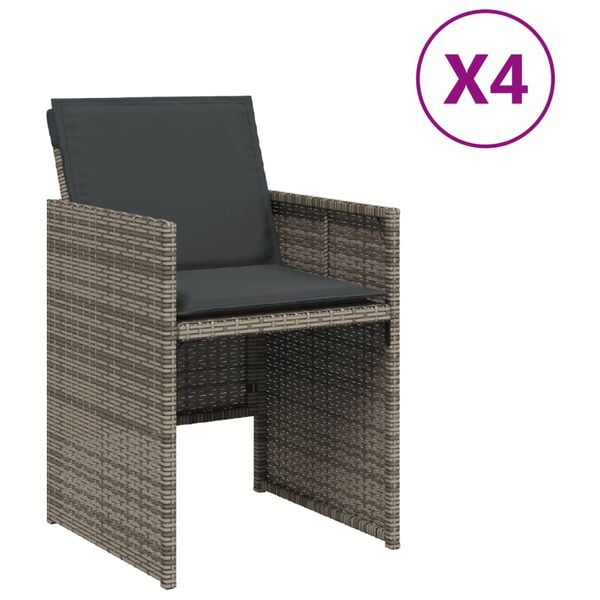 vidaXL Patio Chair Gray PE rattan One Size Removable Covers