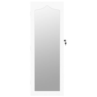 vidaXL Mirror Jewelry Cabinet Wall Mounted White 14.8"x3.9"x41.7"