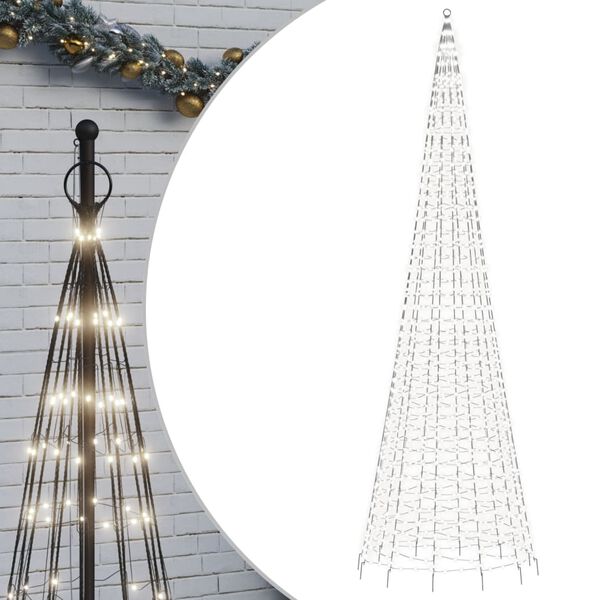vidaXL LED Christmas Tree on Flagpole 1534 LEDs Cold White 196.9"
