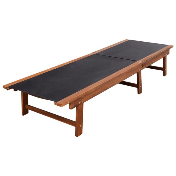 vidaXL Sun Lounger Dark wood, Black Acacia wood and textilene Full