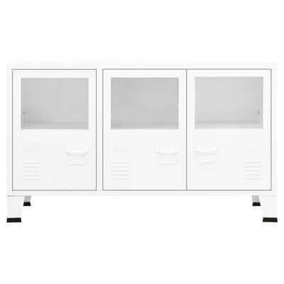 vidaXL Industrial Sideboard White 41.3"x13.8"x24.4" Metal and Glass