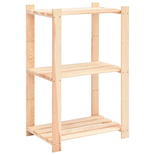 vidaXL 3-Tier Storage Racks 3 pcs 23.6"x15"x35.4" Solid Pinewood 330.7 lb