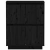 vidaXL Sideboard Black 23.6"x13.4"x29.5" Solid Wood Pine