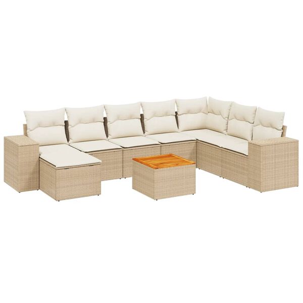 vidaXL Garden Sofa Set Beige PE rattan Large Modular Garden Sofa Set