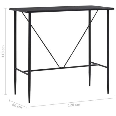 vidaXL Bar Table Black 47.2"x23.6"x43.3" MDF
