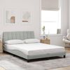 vidaXL Bed Frame with LED without Mattress "Hanko" Light Gray 53.9"x74.8" Velvet