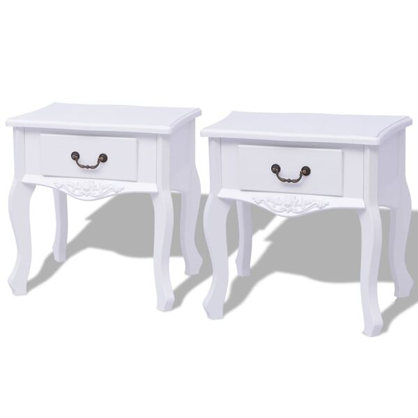 vidaXL Bedside Cabinet Set of 2 White MDF Small Bedside Cabinet