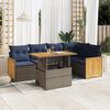 vidaXL 6 Piece Patio Sofa Set with Cushions Gray Poly Rattan Acacia