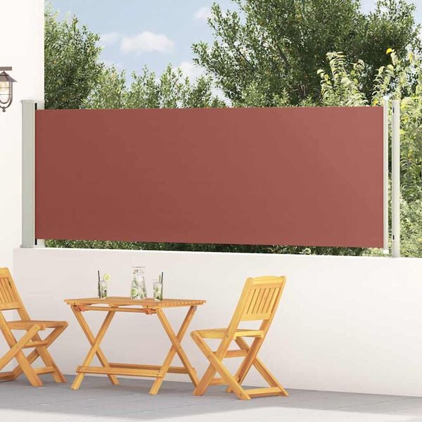 vidaXL Side Awning Brown Polyester with PU coating, Powder-coated steel