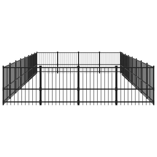 vidaXL Dog Kennel Black Powder-coated steel Large Durable Dog Kennel