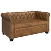 vidaXL Sofa Brown Faux Leather 2-seater Durable Chesterfield Sofa