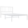 vidaXL Bed Frame White Powder-Coated Steel Twin Bed Frame Rectangular