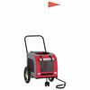 vidaXL Pet Bike Trailer Red and grey 49.02 x 25.00 x 20.87 in