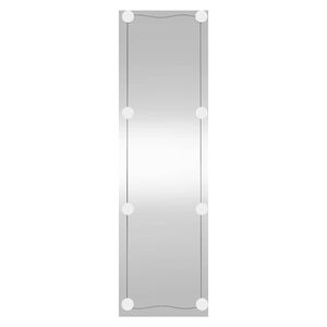 vidaXL Wall Mirror With Led Light Transparent Glass 11.8x39.4 in