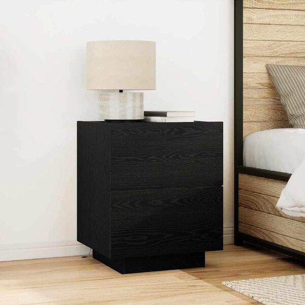 vidaXL Bedside Cabinet 2 pcs Black Oak 17.72 x 15.75 x 21.65 in