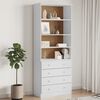 vidaXL Bookcase White Solid pine wood 30.3 x 13.8 x 73.4 in Bookcase