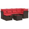 vidaXL 7 Piece Patio Sofa Set with Cushions Brown Poly Rattan