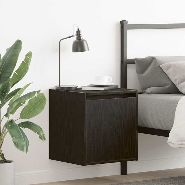 vidaXL Wall-mounted Bedside Cabinet Black Engineered wood