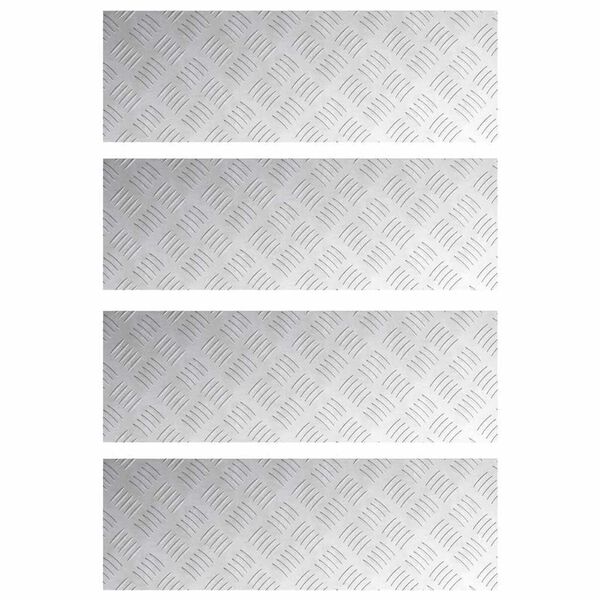 vidaXL Stair Tread Rectangular 4 pcs Silver 29.53 x 9.84 in Aluminium