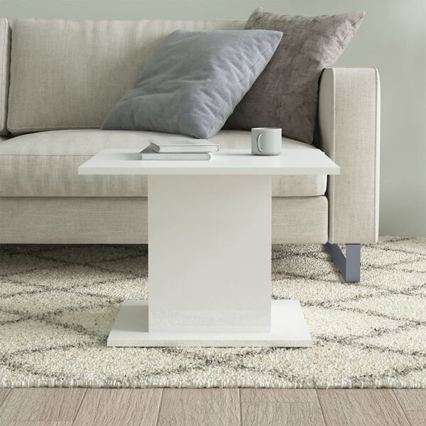 vidaXL Coffee Table High Gloss White Engineered Wood Medium Storage